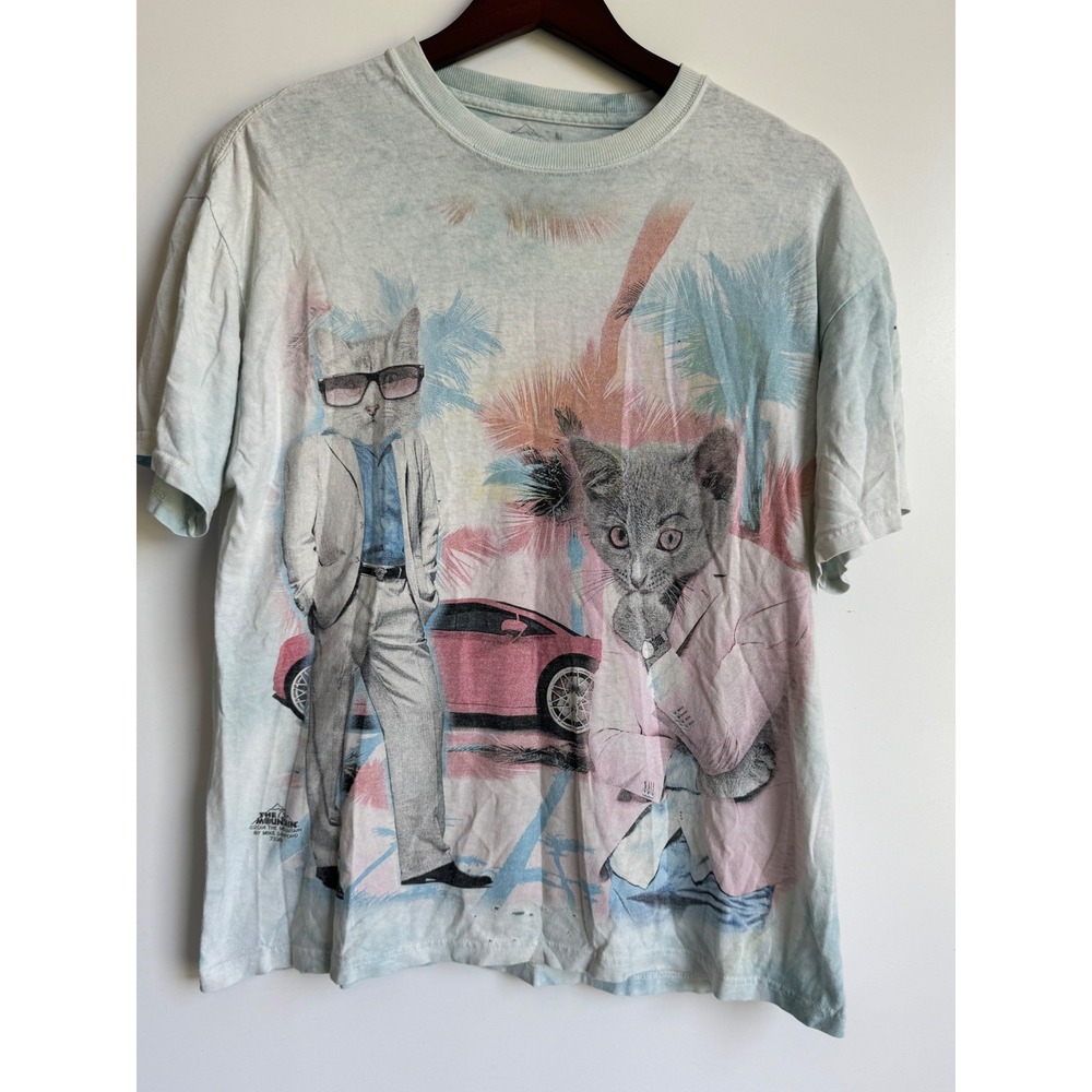 The Mountain Cool Cats Miami Vice T-Shirt Mike Sanford Blue Tie Dye Mens Medium